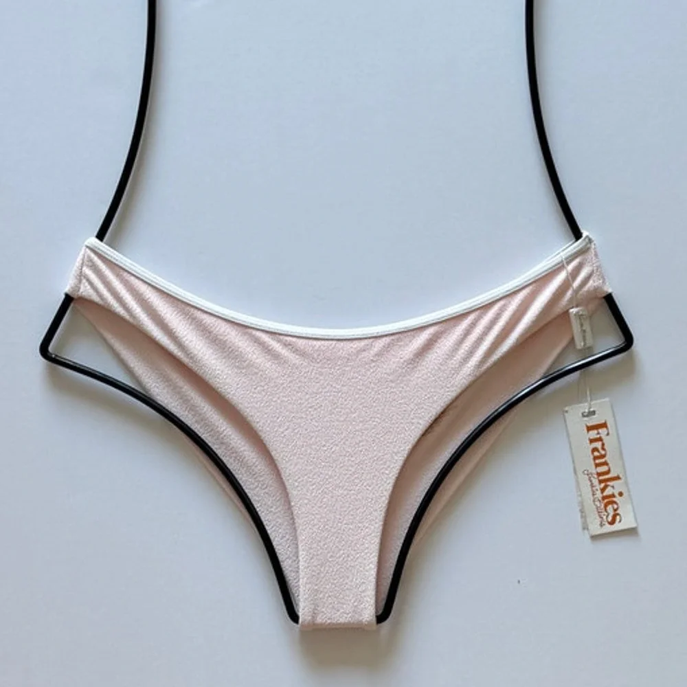 Frankies Bikinis Hannah 70s Cheeky Bikini Bottom - Rosewater - S - NWT